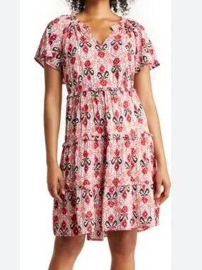 Beach Lunch Lounge dress Boho Floral dress large tiered flowy